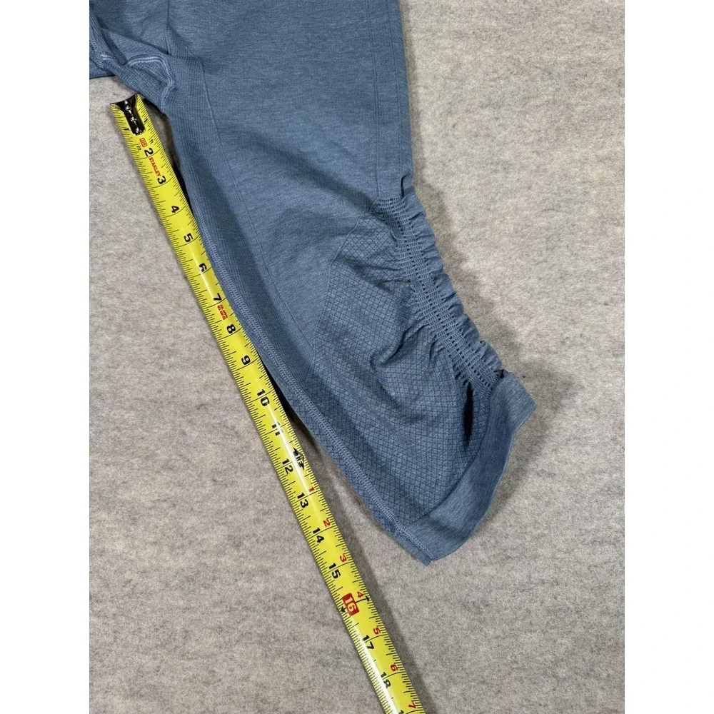 Lululemon Leggings Womens 8 Blue Capri High Rise Ruched Textured Yoga Athletic - Picture 14 of 15